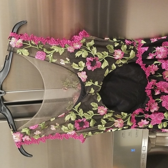 💕MARCHESA NOTTE💕 Sleeveless Embroidered Cocktail Dress ~ Black Floral Print 8 - Picture 14 of 16